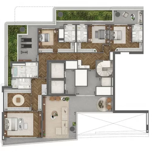 Vista-Cyrela-Furnished-By-Armani-Lancamento-Cyrela-Butanta-Apartamento-Duplex-Planta-789m²-Piso-Superior